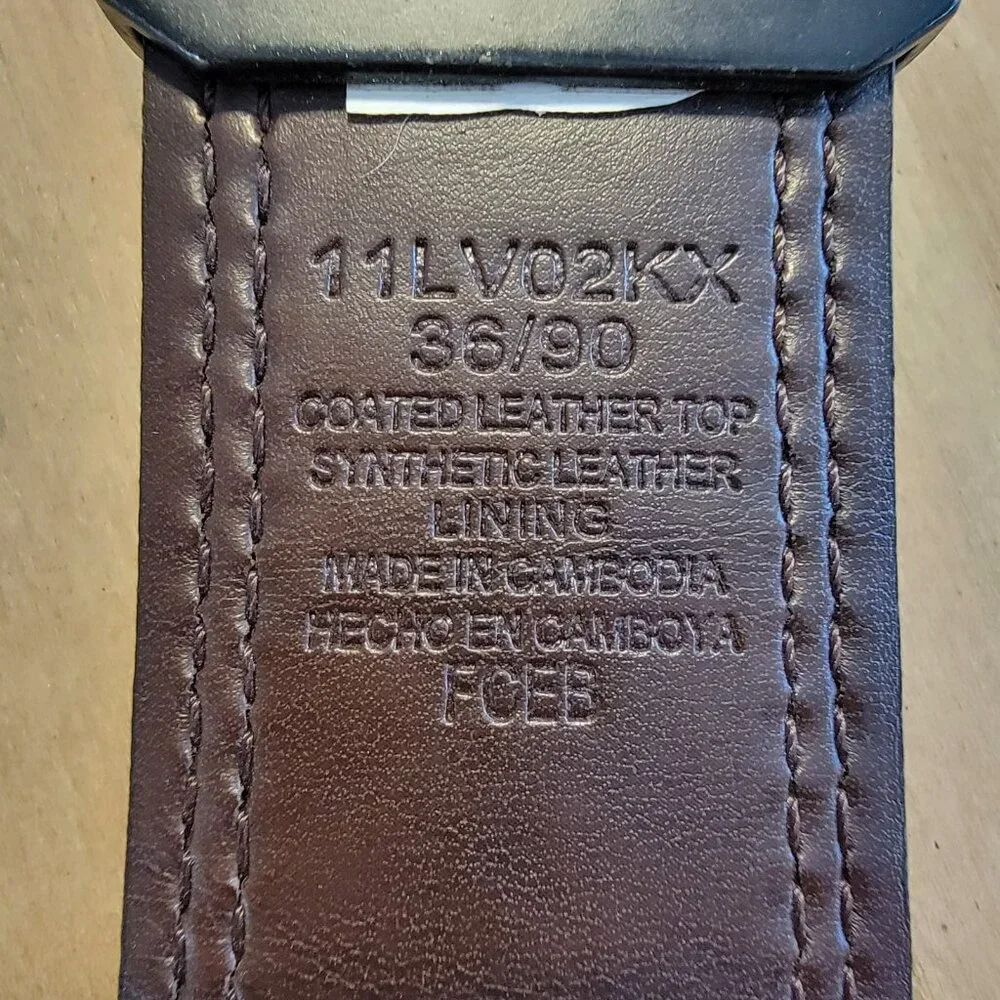Levi's Belt Men's Brown Black Coated Leather Reversible Metal‎ Buckle 36 Classic